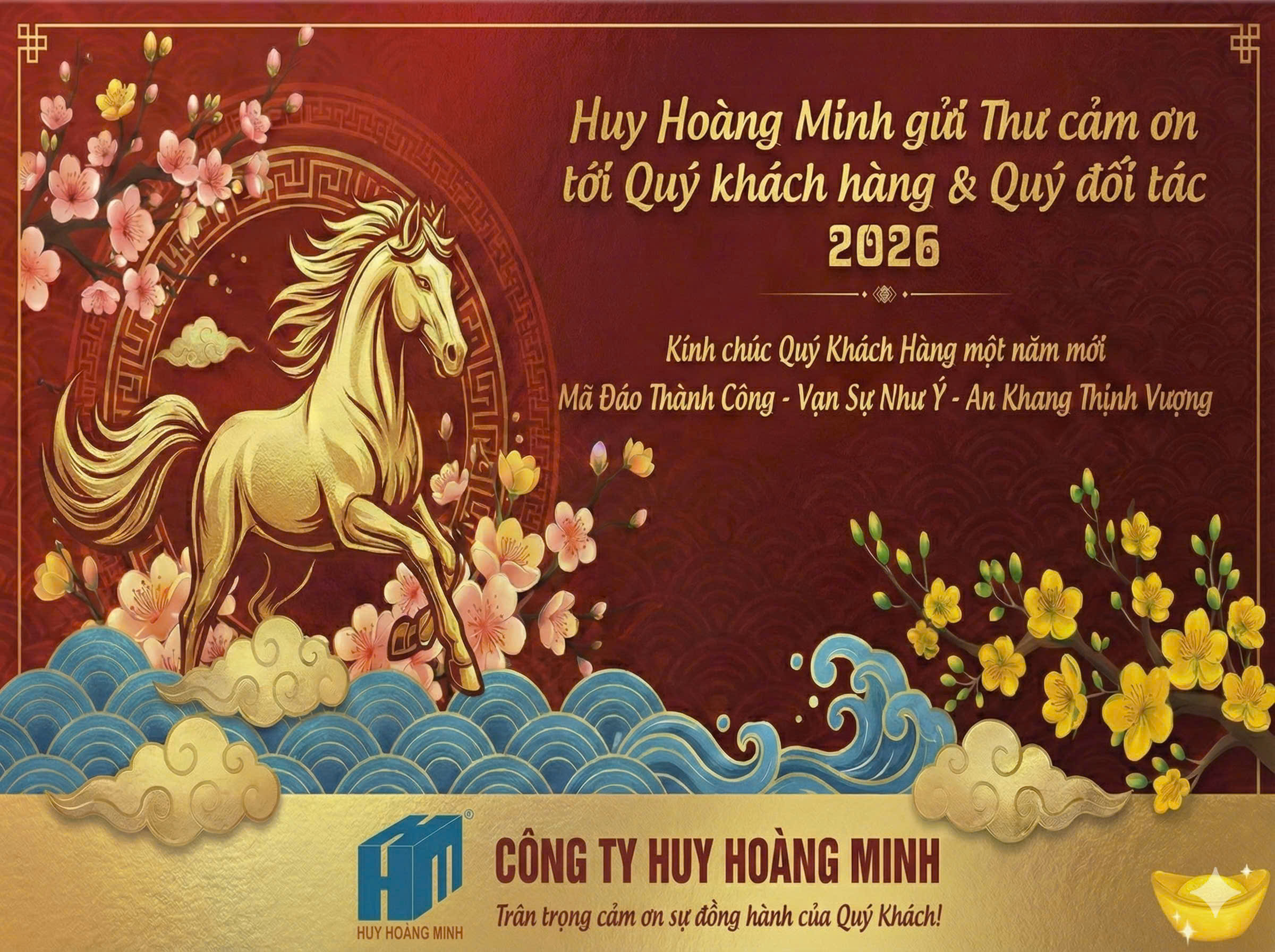 Thư cảm ơn gửi Qúy khách hàng và đối tác của Huy Hoàng Minh, 