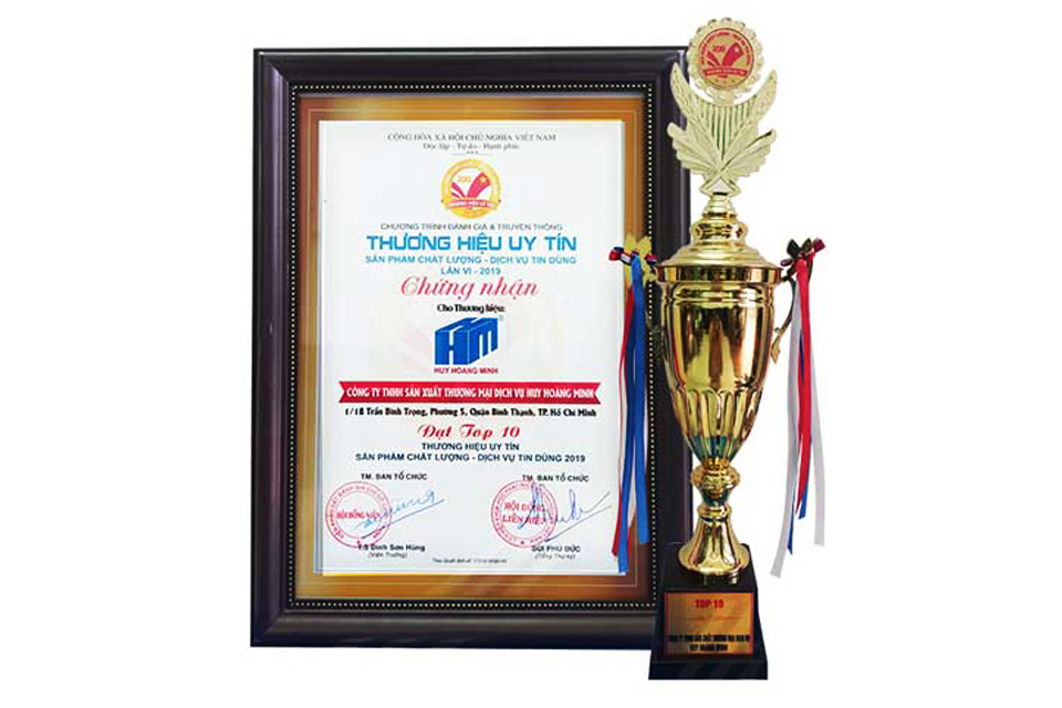 Công Ty TNHH SX TM DV Huy Hoàng Minh  vinh dự nằm trong top 10 thương hiệu uy tín năm 2019
