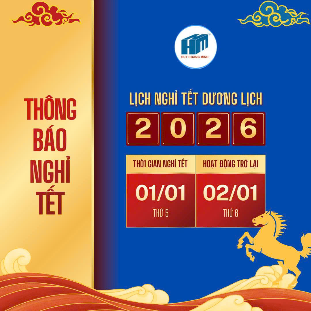 CÔNG TY CAO SU NHỰA HUY HOÀNG MINH THÔNG BÁO LỊCH NGHỈ TẾT DƯƠNG LỊCH 2026